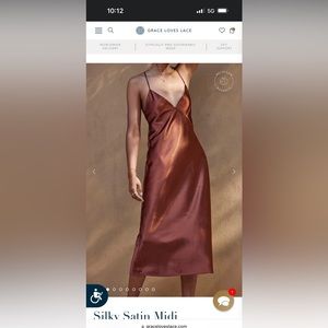 Brand new never worn Silky Satin Midi Dress in copper from Grace Loves Lace.